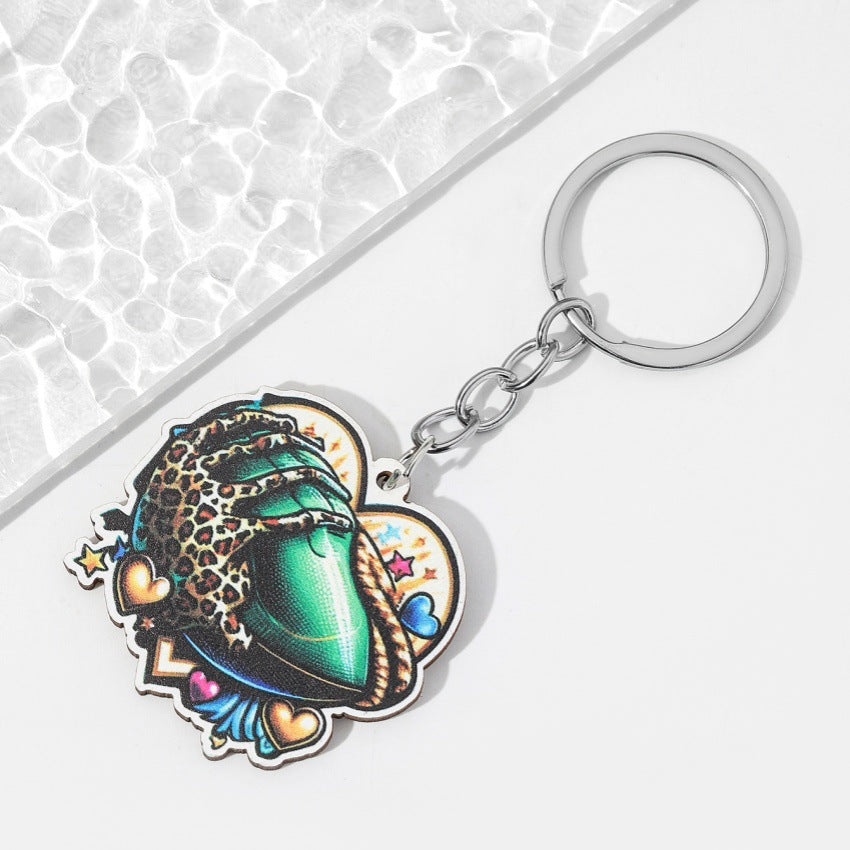 Wholesale Rugby Wooden Love Keychain